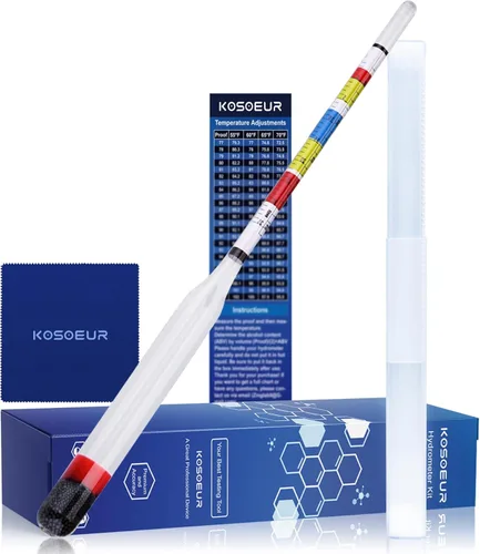 Kosoeur Hidrómetro de triple escala, hidrómetro de alcohol para vino, aguamiel, kombucha y cerveza, kit de fabricación de hidromiel (probador ABV,