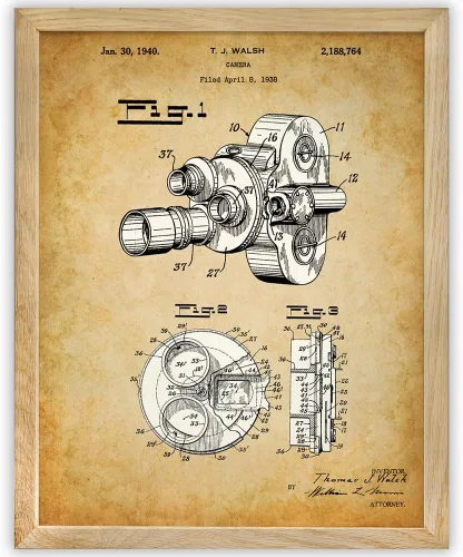Miniatura 10 de Patente de cámara de película de película, póster clásico de cine, sala de cine y decoración de sala de director de cine, regalo para fotógrafos