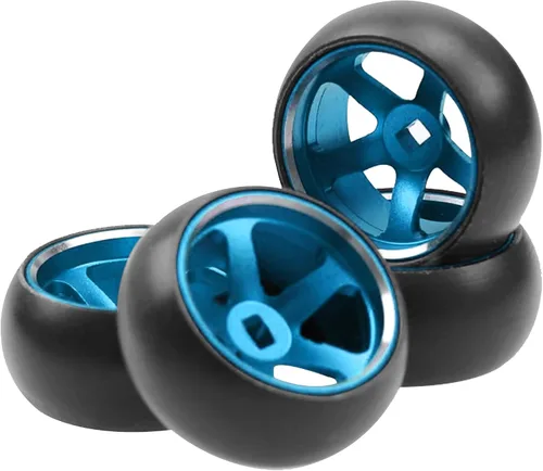 Miniatura 3 de Paquete de 4 neumáticos de plástico de 0.984 in x 0.433 in 1/28 con llantas de metal compatibles con Wltoys K969 K989 P929 Kyosho Mini-Z Mini-Q 1/28