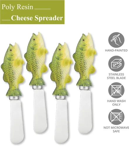 Miniatura 4 de UP UPware - Esparcidores de queso bajo pintados a mano con cuchillas de acero inoxidable para untar queso crema, mantequilla, mermelada o sándwich
