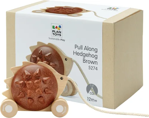 PlanToys® Erizo de madera | Juguete Montessori para niños pequeños | Juguete para caminar con sonido, aprendizaje temprano, equilibrio y Erizo Pull