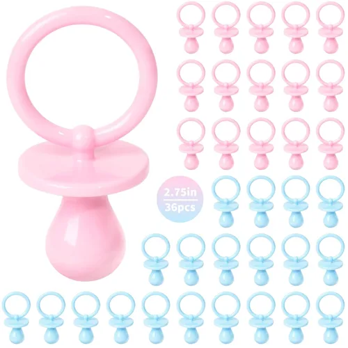 Miniatura 11 de 36 chupones de plástico para juego de baby shower, chupetes de baby shower de 2.75 pulgadas, chupetes azules para decoración de baby shower
