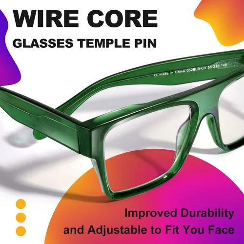 Miniatura 5 de VISOONE Gafas cuadradas de albahaca verde con bloqueo de luz azul TR90 de moda para hombres y mujeres ALBA