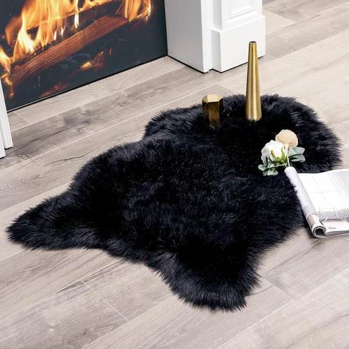 Miniatura 24 de MIULEE Alfombra de Piel de Oveja Sintética de 3 x 5 Pies, Alfombras de Área Mullidas de Lujo - Alfombra Decorativa Shag Súper Suave para Dormitorio