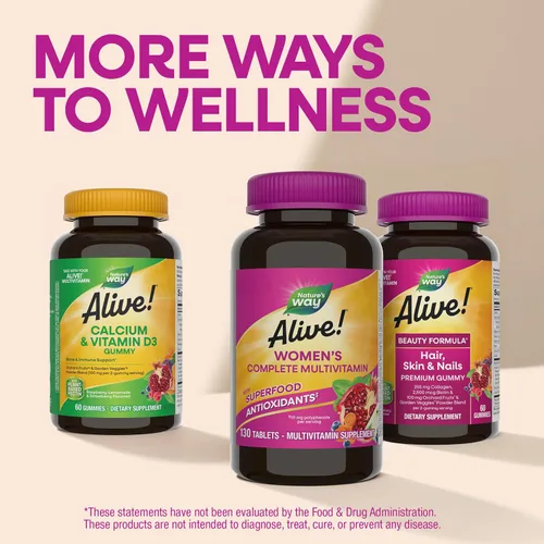 Miniatura 8 de Nature's Way ¡Alive! Multivitamínico completo para mujeres, vitamina diaria para mujeres apoya el metabolismo de la energía celular, cabello, piel