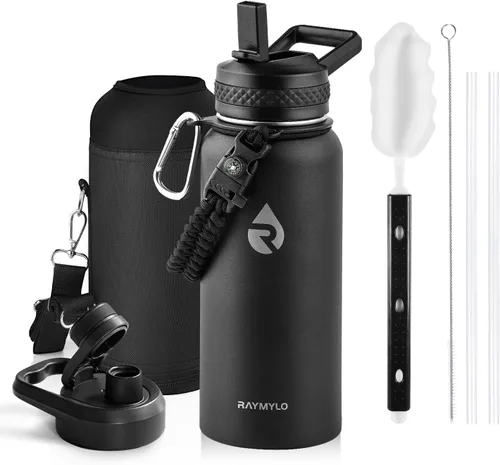 Miniatura 79 de RAYMYLO Botella de agua aislada de 24 onzas, de acero inoxidable con triple pared al vacío (fría durante 48 horas, caliente durante 24 horas), a
