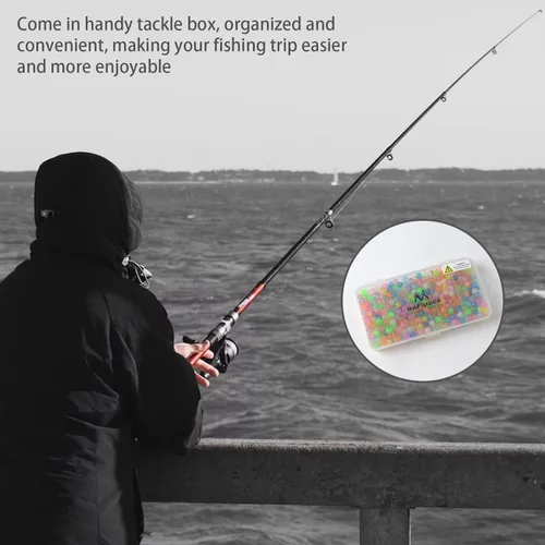 Miniatura 7 de MAFIMOEA - Juego de 200/500 cuentas luminosas de pesca, huevos de cebo, juego surtido de líneas de pesca de plástico, cuentas para bagre lubina