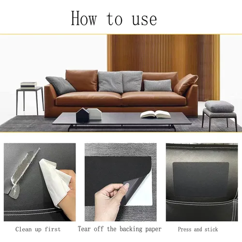 Miniatura 3 de Kit de reparación de cuero PXBBZDQ: parche autoadhesivo de vinilo de 16"x30" para muebles, sofás, asientos de coche y más - Gris, impermeable
