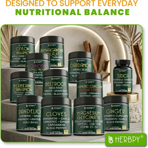 Miniatura 7 de Herbpy Suplemento 7 en 1 de pimienta de cayena y cúrcuma – Digestión, salud cerebral y cardíaca y apoyo inmunológico con Ceilán, ajo, raíz