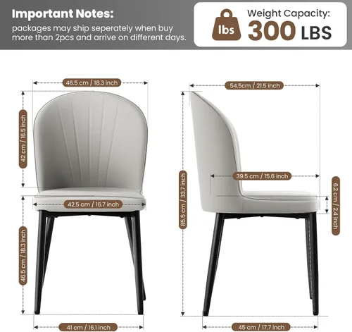 Miniatura 2 de Lamberia Juego de 2/4 sillas de comedor tapizadas resistentes a los arañazos con asiento acolchado grueso y patas de acero, sillas modernas