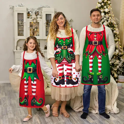 Miniatura 2 de 90shine 4 piezas de delantales de Navidad para mujeres: delantal de cocina para hornear y cocinar, accesorios de disfraz para adultos, decoraciones