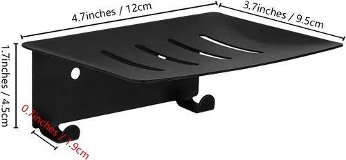 Miniatura 2 de Jabonera para ducha, soporte de jabón autoadhesivo de 4 ranuras para baño, soporte de jabón de ducha montado en la pared con gancho, bandeja
