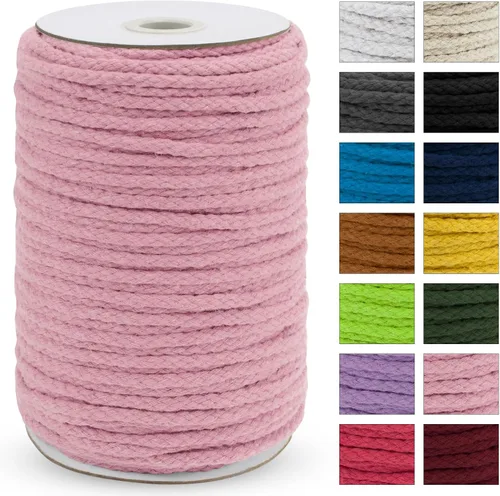 Miniatura 30 de JeogYong - Cuerda de macramé trenzada 5mm x 90m, cuerda de algodón trenzada de 8 hebras natural, cuerda de cordón de dibujo colorida para colgar