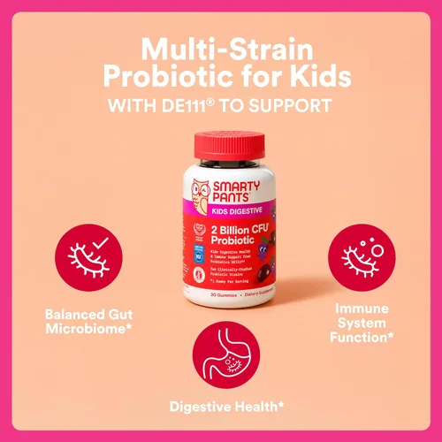 Miniatura 2 de Gomas probióticas SmartyPants para niños para la salud digestiva: suplemento de apoyo a la salud intestinal e inmunidad con 2 mil millones de CFU