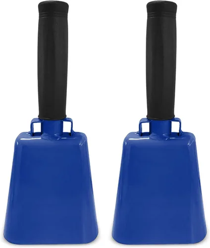 Miniatura 10 de Deke Home - Paquete de 2 cencerros de acero de 10 pulgadas con mango, generadores de ruido fuerte para fútbol americano, deportes, fiestas, Blanco
