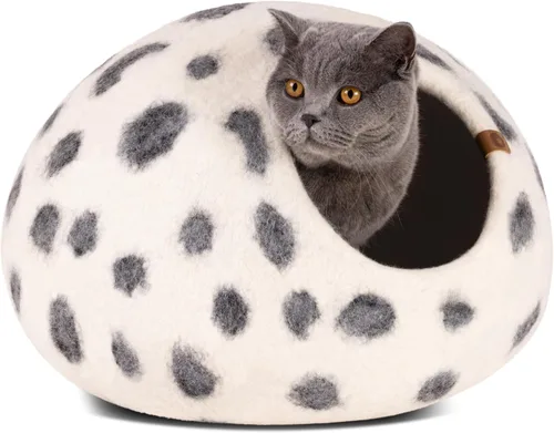 Miniatura 24 de MEOWFIA Cat Cave - Cama de fieltro prémium para gatos de interior, hecha a mano, 100% lana merina, gato (grande, esmeralda)