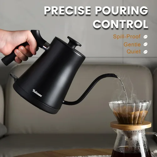 Miniatura 4 de Hervidor Eléctrico de Cuello de Cisne, Hervidor de Café de Acero Inoxidable 304, Apagado Automático y Protección Anti-secado, Clásico para Preparar