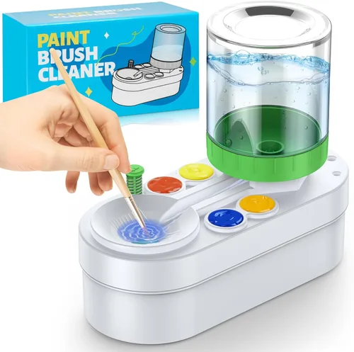 Limpiador de pinceles: suministros de pintura para niños, estación de pintura, taza de enjuague de pincel de agua de pintura (circulación de agua
