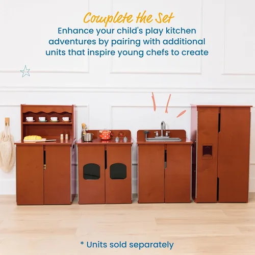 Miniatura 5 de ECR4Kids Estufa de Cocina de Juguete, Set de Juego de Madera, Nogal Oscuro