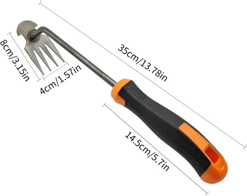 Miniatura 2 de XIAONAN Herramienta de desmalezas, herramienta de extracción de malezas de jardín con mango, herramienta manual de desbrozadora manual de 4 dientes