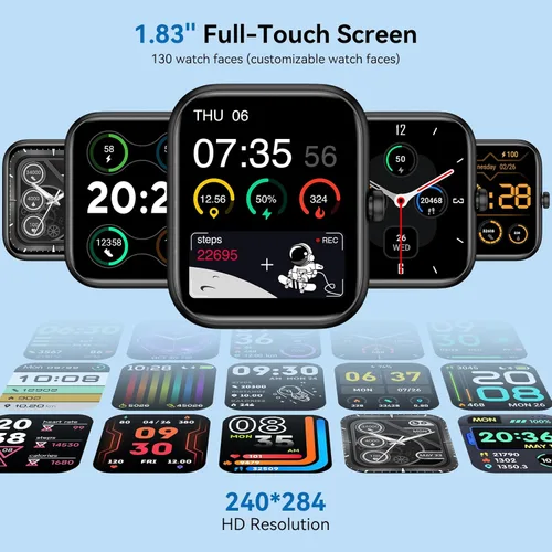 Miniatura 3 de Reloj inteligente con Alexa integrado, rastreador de salud HD de 1.83 pulgadas, llamadas/notificaciones Bluetooth, más de 120 modos deportivos, Negro