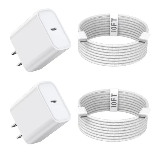 Miniatura 10 de Cargador para iPhone 16 15 de carga rápida, 2 unidades de 20 W, cargador de pared USB C, bloques de adaptador, cubo con cable de carga rápida USB C