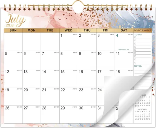 Calendario 2026-2027 – Calendario de pared 2026-2027, de julio de 2026 a diciembre de 2027, 11 x 8.5 pulgadas, con papel grueso, fechas julianas