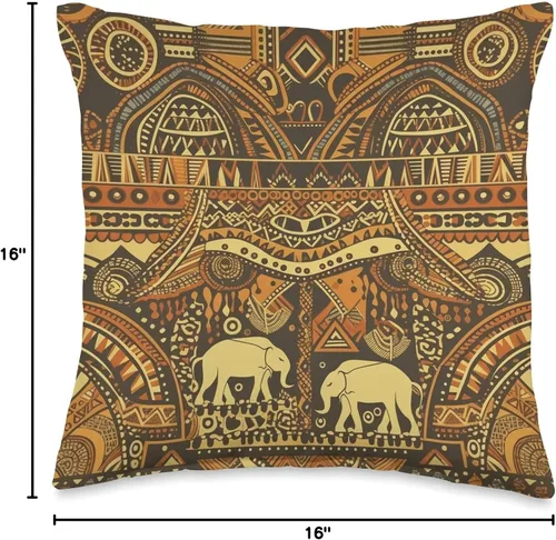 Miniatura 4 de Logiamerch Patterns Patrón africano con elefante, almohada Love Africa, 16 x 16 pulgadas, multicolor