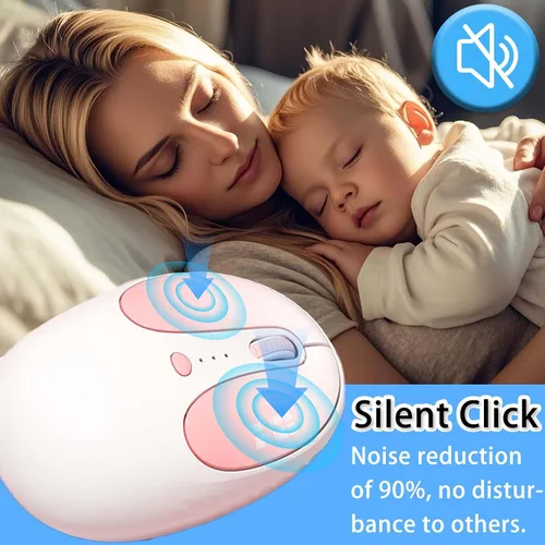 Miniatura 4 de Ratón Bluetooth inalámbrico, bonito diseño de orejas de conejo, doble modo recargable, silencioso, portátil, ergonómico, 1600 DPI, kawaii cómodo
