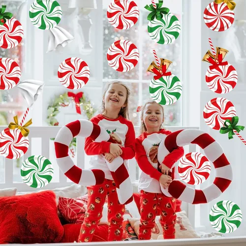 Miniatura 7 de 80 piezas de platos de papel de Navidad de menta de 7 pulgadas, platos desechables de postre de Navidad, dulce de menta, feliz año nuevo