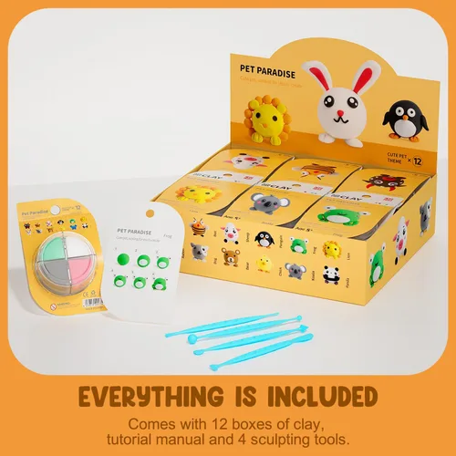 Miniatura 3 de LOUFOR Kits de arcilla de secado al aire - Arcilla para modelar para niños, ultra ligera y suave, segura y no tóxica, 12 cajas de arcilla mágica