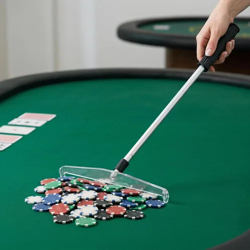 Miniatura 2 de ibasenice Rake telescópico de la viruta del póker que recoge la barra 27 pulgadas Metal plástico poker Chip colector para juegos y uso doméstico