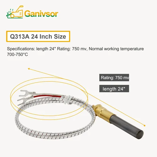 Miniatura 3 de Ganivsor Generadores de termopila de 24", termopila Q313A de 750 milivoltios para calentador de agua a gas/chimenea/freidora de gas/horno, termopar