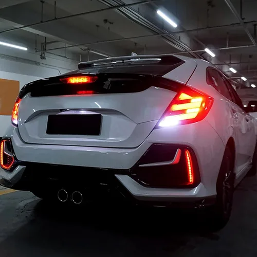 Miniatura 4 de HCmotion Conjunto de luces traseras LED para Honda Civic 10Th Gen Hatchback Tipo R FK7 FK8 2016-2021 con señal secuencial, animación LED DRL Start