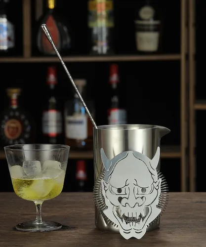 Miniatura 5 de Colador de cóctel con diseño de cara de demonio, acero inoxidable