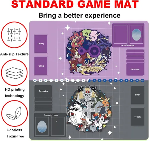 Miniatura 3 de DTCG - Tapete de juego para 2 jugadores, tapete de competición de juegos, tapete de cartas de 23.6 x 23.6 in, 23.6 x 23.6 pulgadas