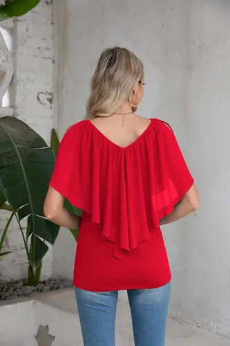 Miniatura 5 de Jouica Blusa de gasa de verano con hombros descubiertos para mujer