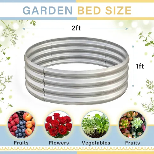 Miniatura 2 de Land Guard - Kit de cama de jardín elevada galvanizada, cajas de jardín elevadas galvanizadas al aire libre, camas de jardín elevadas redondas