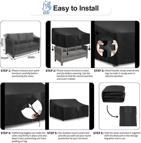 Miniatura 6 de OutdoorLines Funda Impermeable para Patio de Sofá de 3 Plazas para Exteriores - Fundas de Muebles de Patio Resistentes a los Rayos UV Resistentes a