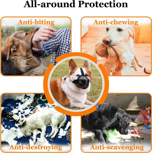 Miniatura 6 de Crazy Felix Bozal para perro, bozal de malla suave para perros pequeños, medianos y grandes, pastor alemán labrador, protector bucal ajustable