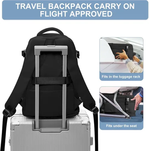 Miniatura 6 de Mochila de viaje Suwasp para mujer aprobada por aerolíneas, equipaje de mano aprobado para vuelos, mochila para hombre, Negro, Mediana, Moderno