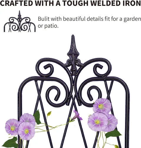 Miniatura 8 de Garden Enrejado para plantas trepadoras, 59 x 15 pulgadas, enrejados de metal inoxidables para plantas trepadoras al aire libre, estructuras