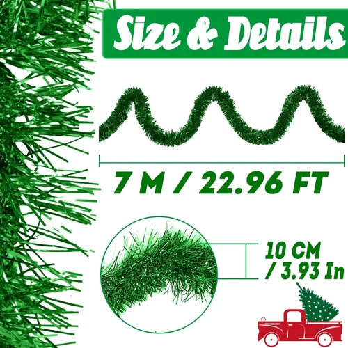 Miniatura 2 de Guirnalda de flecos de aluminio para Navidad de 7,6 metros con borlas metálicas, bandera para colgar en la pared, serpentinas de oropel para telones