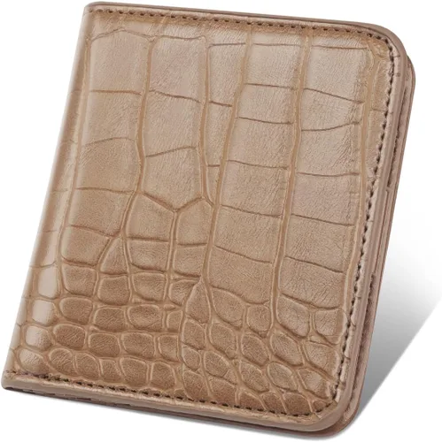 Miniatura 10 de Billetera para mujer, pequeña, plegable, para tarjetas de crédito, con bloqueo Rfid, de lujo, piel sintética, de cocodrilo, monedero pequeño