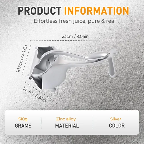 Miniatura 2 de Extractor de jugo de fruta fresca de aleación de aluminio, exprimidor manual de limón con agarre ergonómico para naranja, cítricos, granada, lima