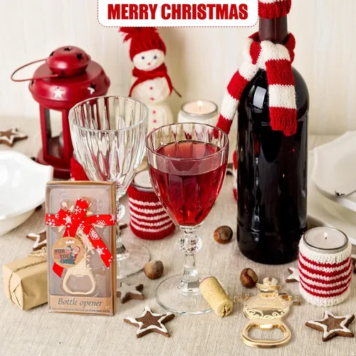 Miniatura 7 de Sliner Abrebotellas de cerveza de Navidad, 12 unidades, muñeco de nieve, tren, árbol, copo de nieve, abrebotellas para mesa, refrescos, bebidas