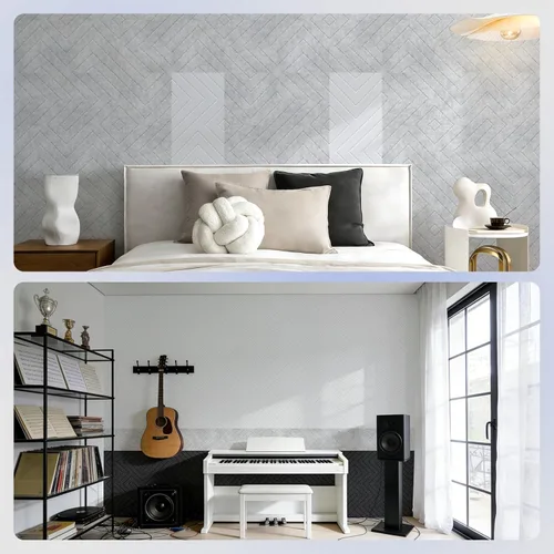 Miniatura 5 de Vieshful Paneles acústicos autoadhesivos, paneles de pared insonorizados de 12 x 12 x 0.4 pulgadas, absorbentes de sonido de alta densidad, paneles