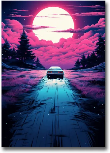 Unique Synthwave Style Retro Art, 80s style art, framed poster print, guest room art, cool living room art, Wall Art Living Room, Decor poster