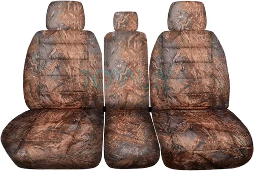 Miniatura 10 de Fundas de dos tonos para asiento de camionetas Ford F150 (butaca dividida 40/20/40 frontal) con consola o apoyabrazo, con o sin cinturones