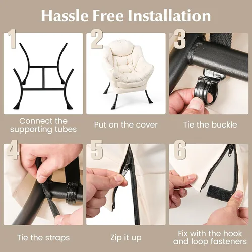 Miniatura 7 de Silla Lazy con otomana, silla decorativa moderna con reposabrazos y bolsillo lateral, sofá tapizado y reposapiés plegable, silla de lectura